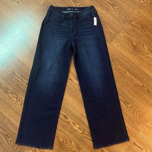Old Navy WOW High-Rise Wide Leg Jeans Womens 10 Long Blue Dark Wash Stretch NWT